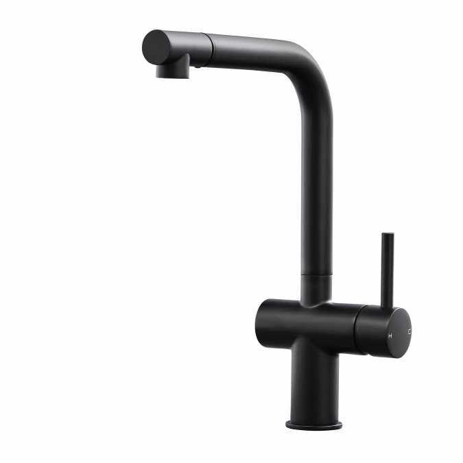 Ingleton Matt Black Pull Out Kitchen Mixer Tap 