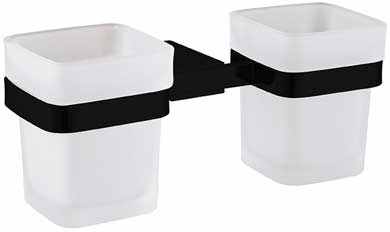 The White Space Double Tumbler and Holder - Black 