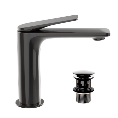 Laguna Black Chrome Semi Extended Mono Basin Mixer Tap - Jaquar 