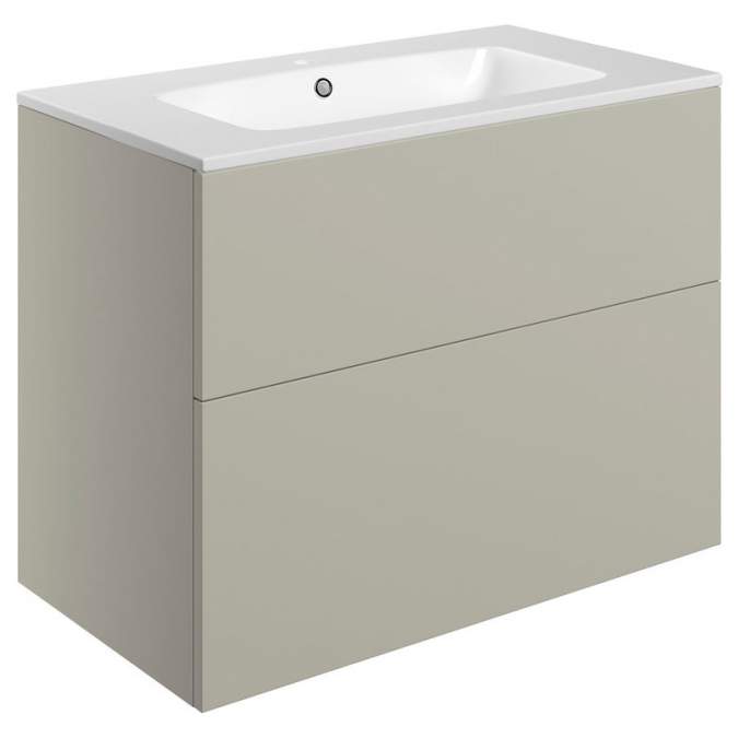 Shetland 815mm Wall Hung 2 Drawer Basin Unit & Basin - Matt Latte