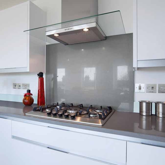 Lustrolite Toughened Glass Hob Splashback - Titan / Grey / Silver