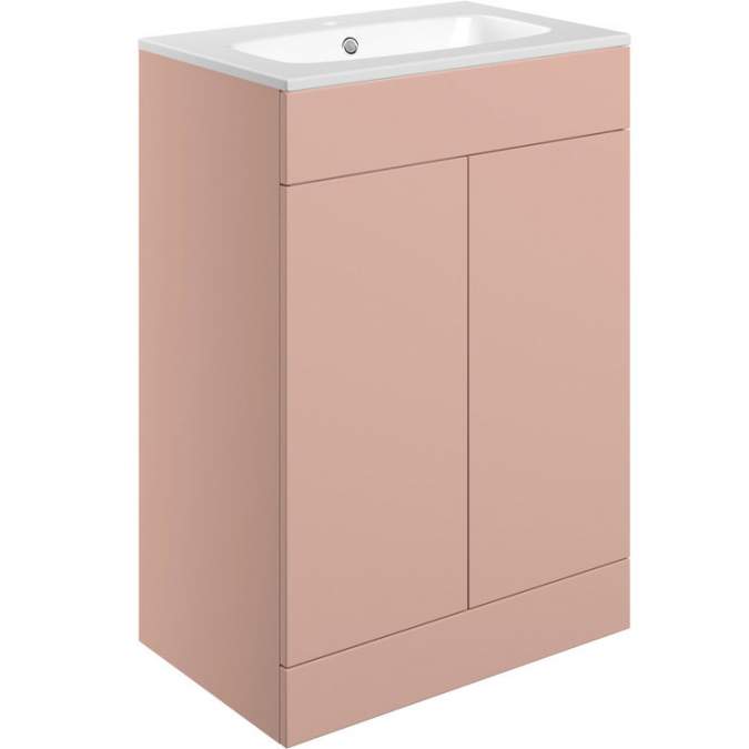 Shetland 615mm Floor Standing 2 Door Basin Unit & Basin - Matt Antique Rose