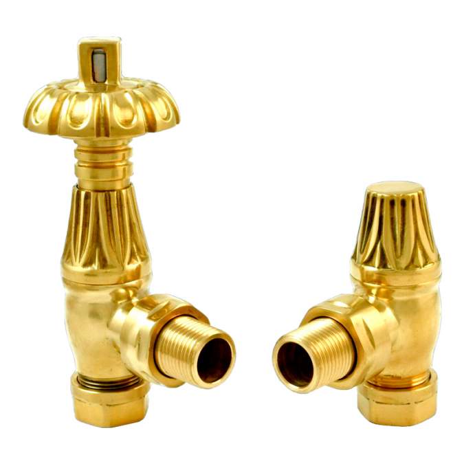 DQ Morgan TRV Angled in Polished Brass Radiator Valves