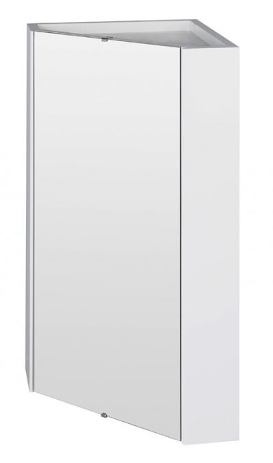 Delaware / Mayford Corner Mirrored Bathroom Cabinet - Gloss White - Nuie