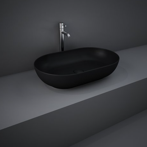 Feeling Oval Countertop Basin Matt Black - RAK Ceramics