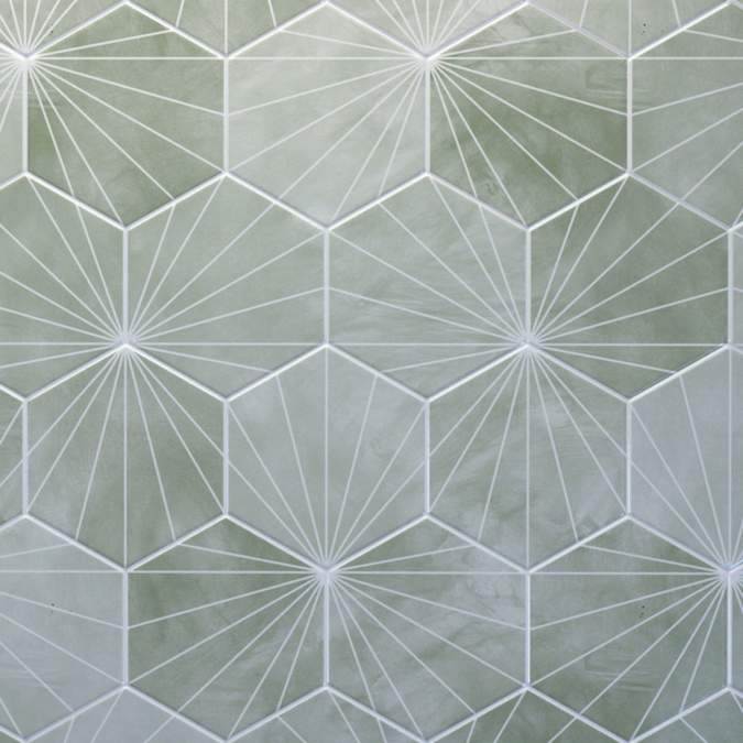 Pastel Green Hexagon Reflect Tile Wall Panels