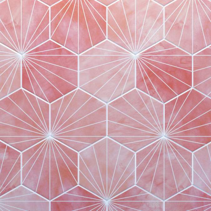 Pastel Pink Hexagon Reflect Tile Wall Panels