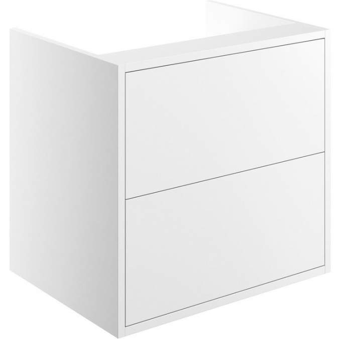 Pomeranian 600mm 2 Drawer Wall Hung Basin Unit (No Top) - Matt White