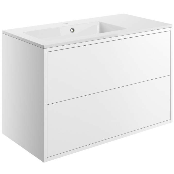 Pomeranian 900mm 2 Drawer Wall Hung Basin Unit Inc. Basin - Matt White