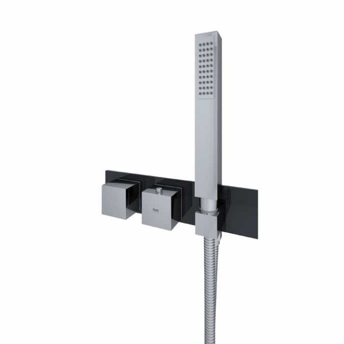 Feeling Black Square Dual Outlet Shower Valve with Shower Kit by RAK Ceramics