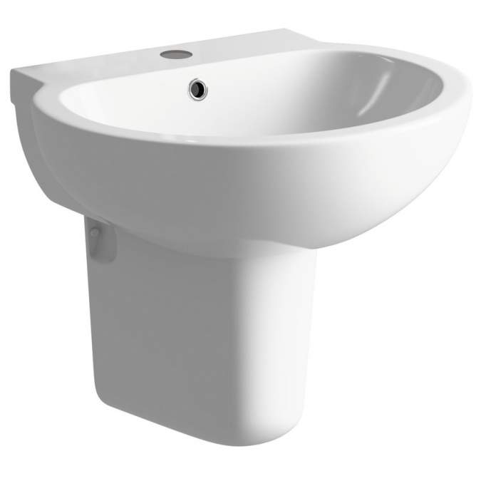 Muscovy 535x490mm 1TH Basin & Semi Pedestal