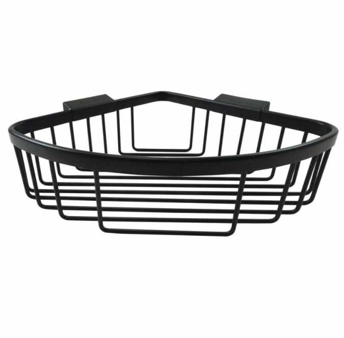 Roman Matt Black Large Curved Corner Shower Basket - RSB02B