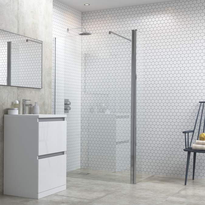 Relax 900mm Wetroom Panel, Support Bar & 300mm Rotatable Panel