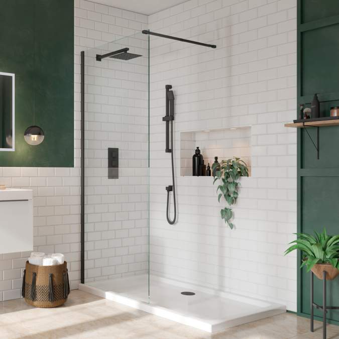 S8 Wetroom Shower Screen 1200mm - Black