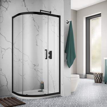 Sommer 900 x 900mm Matt Black Single Door Quadrant Enclosure