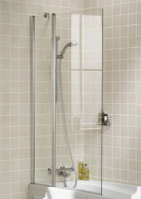 Square Bath Screen With Towel Rail - 944 x 1500mm - Silver - Coastline - Lakes Showering Spaces