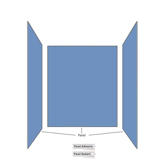 Showerwall Acrylic Solid Colours 3 Sided Kit