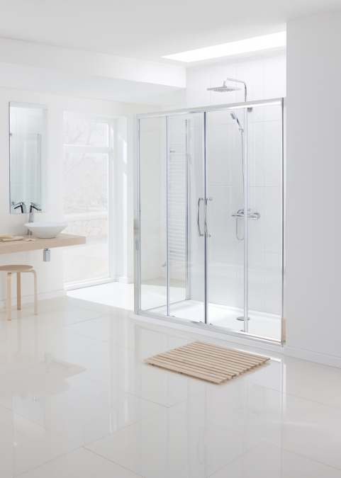 Lakes 1600mm Showering Spaces Semi-Frameless Double Sliding Door, Classic Collection