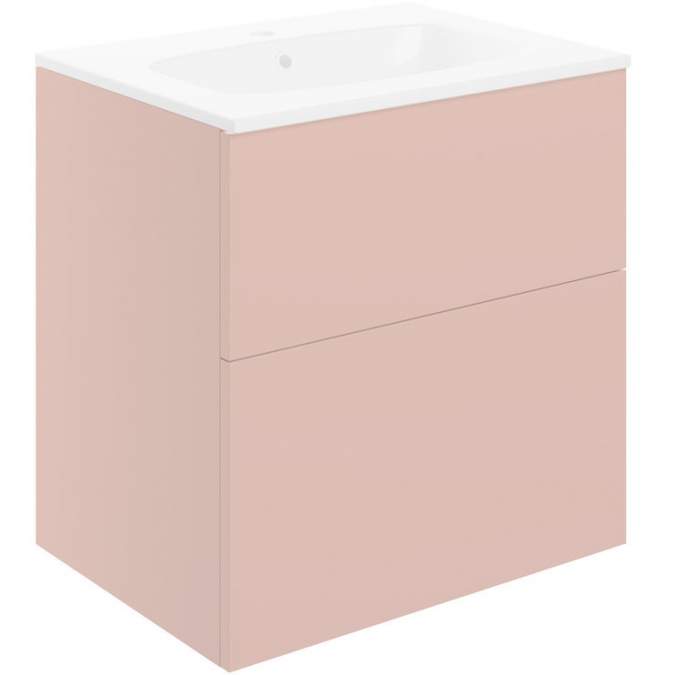 Shetland 610mm 2 Drawer Wall Unit & Basin - Matt Antique Rose