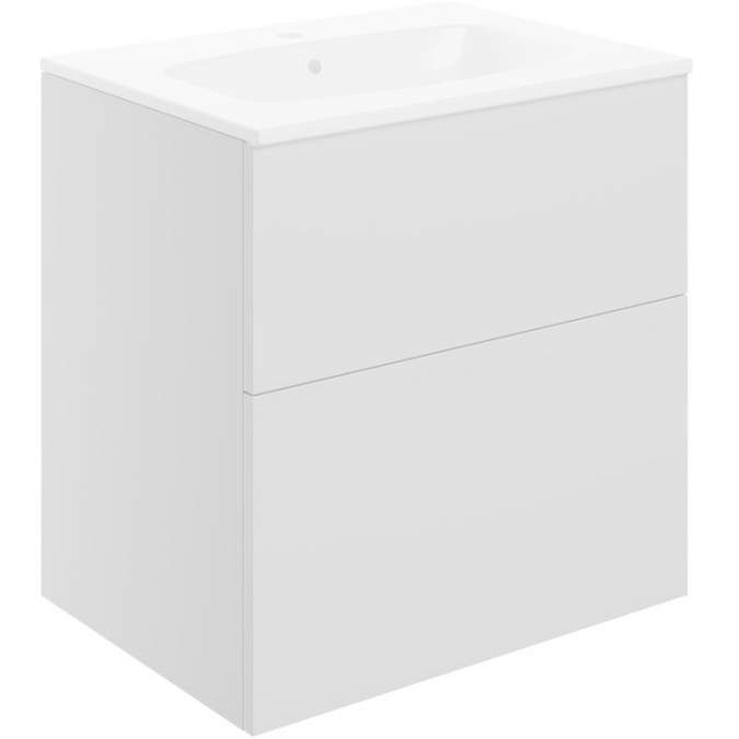 Shetland 610mm 2 Drawer Wall Unit & Basin - Matt White