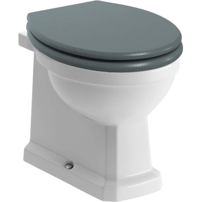 Shetland Back To Wall Toilet & Sea Green Wood Effect Seat