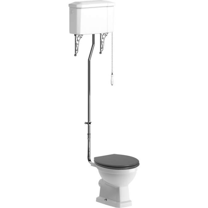 Shetland High Level Toilet & Grey Ash Soft Close Seat