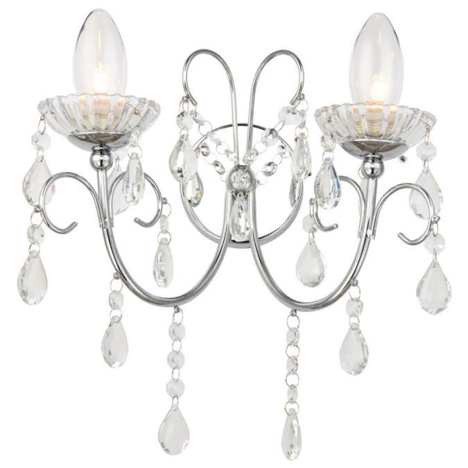 Shetland 2 Arm Chandelier Wall Light - Chrome