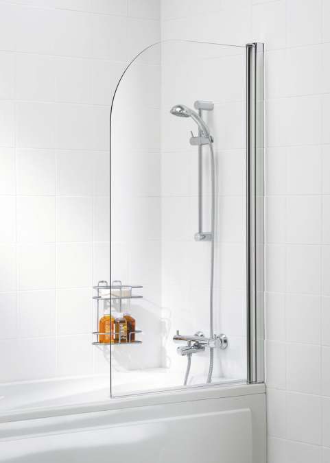 Curved Bath Shower Screen - Silver - 800 x 1400 - 6mm Glass - Lakes - Classic