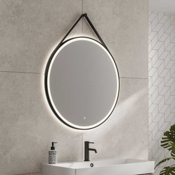 HIB Solstice 80 Black Illuminated LED Bathroom Mirror 