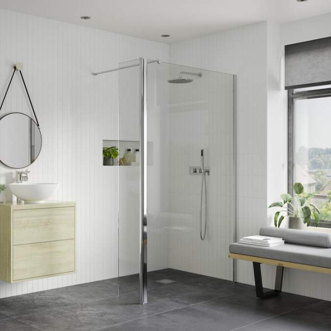 Supreme 1000mm Wetroom Panel, Support Bar & 300mm Rotatable Panel