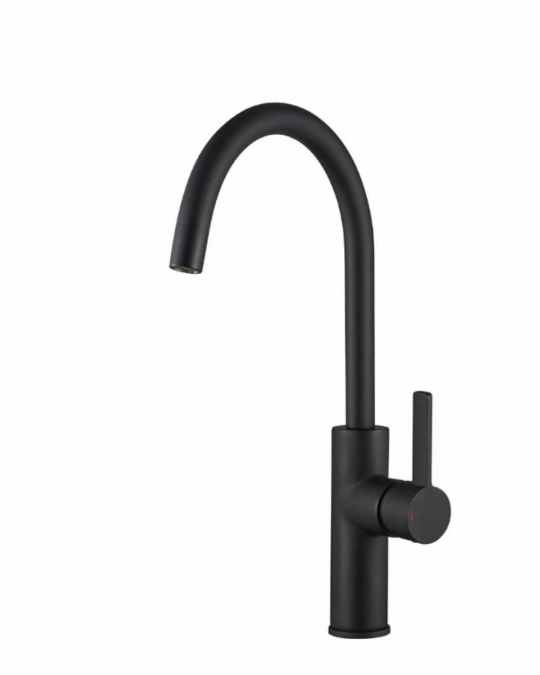 Francis Pegler Jeroni Swan 1 Handle Matt Black Kitchen Mixer Tap - Comap