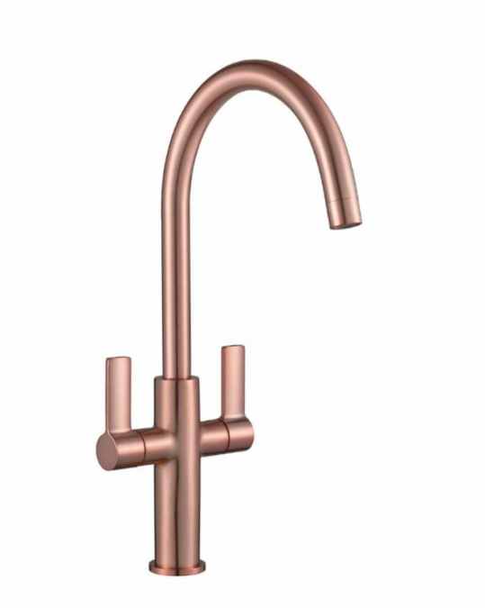 Jeroni Swan 2 Handle Copper Kitchen Mixer Tap - Francis Pegler Comap