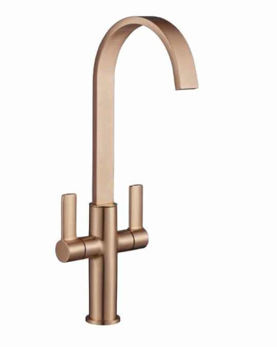 Jeroni Swept Antique Brass Kitchen Mixer Tap - Francis Pegler Comap