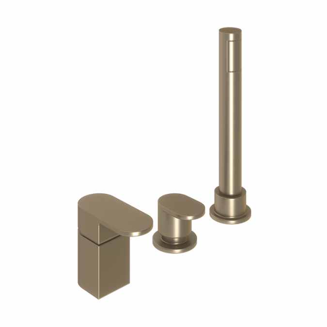 Abacus Ki 3 Hole Brushed Nickel Deck Mounted Bath Mixer Tap