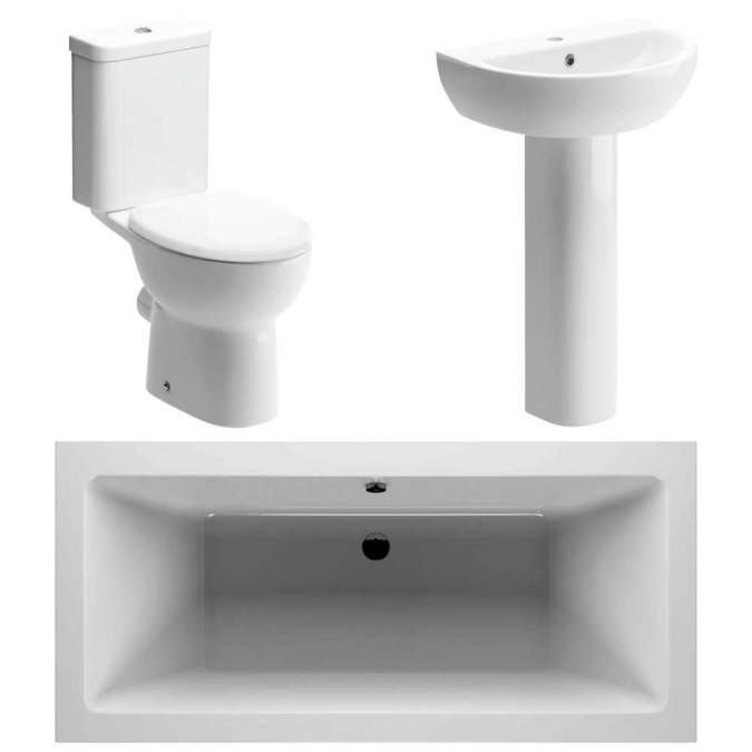 Termond Bathroom Suite, 550mm Basin, Close Toilet & 1700 Double Ended Bath