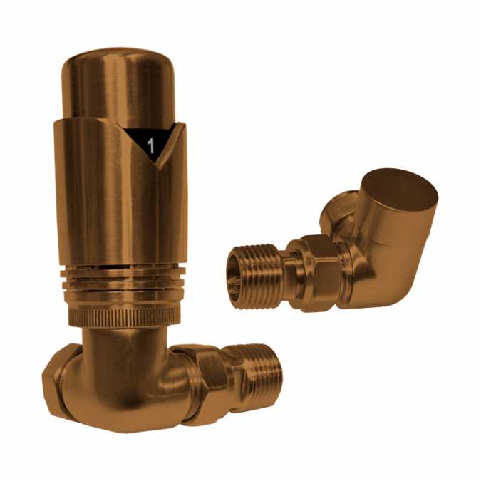 Abacus Corner Radiator TRV Valve Set - Brushed Bronze