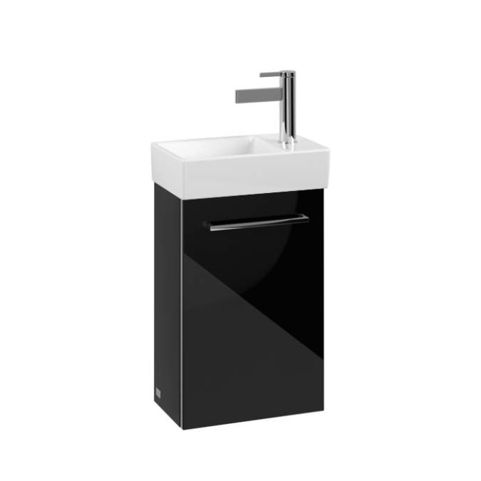 Villeroy & Boch Avento 340mm Left Hand 1 Door Bathroom Vanity Unit And Left Hand Basin - Crystal Black