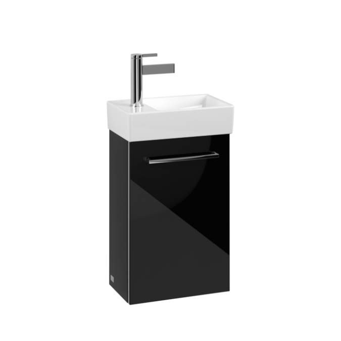 Villeroy & Boch Avento 340mm Left Hand 1 Door Bathroom Vanity Unit And Right Hand Basin - Crystal Black