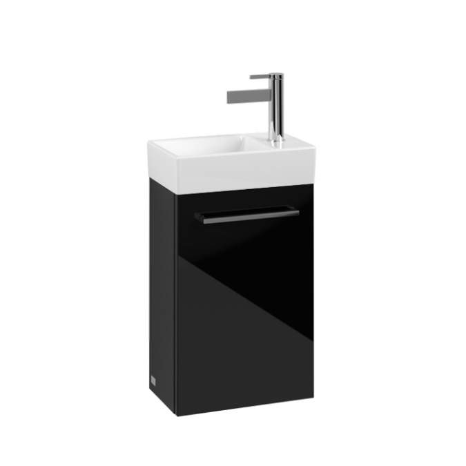 Villeroy & Boch Avento 340mm Right Hand 1 Door Bathroom Vanity Unit And Left Hand Basin - Crystal Black