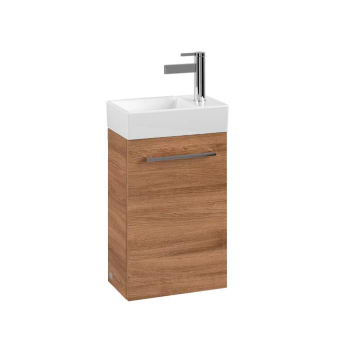 Villeroy & Boch Avento 340mm Left Hand 1 Door Bathroom Vanity Unit And Left Hand Basin - Oak Kansas