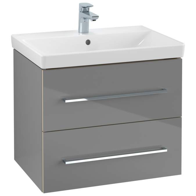 Villeroy & Boch Avento 580mm Bathroom Vanity Unit And Basin 2 Drawers Crystal Grey