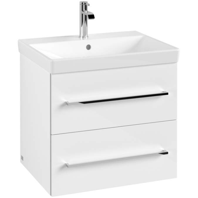 Villeroy & Boch Avento 580mm Bathroom Vanity Unit And Basin 2 Drawers Crystal White