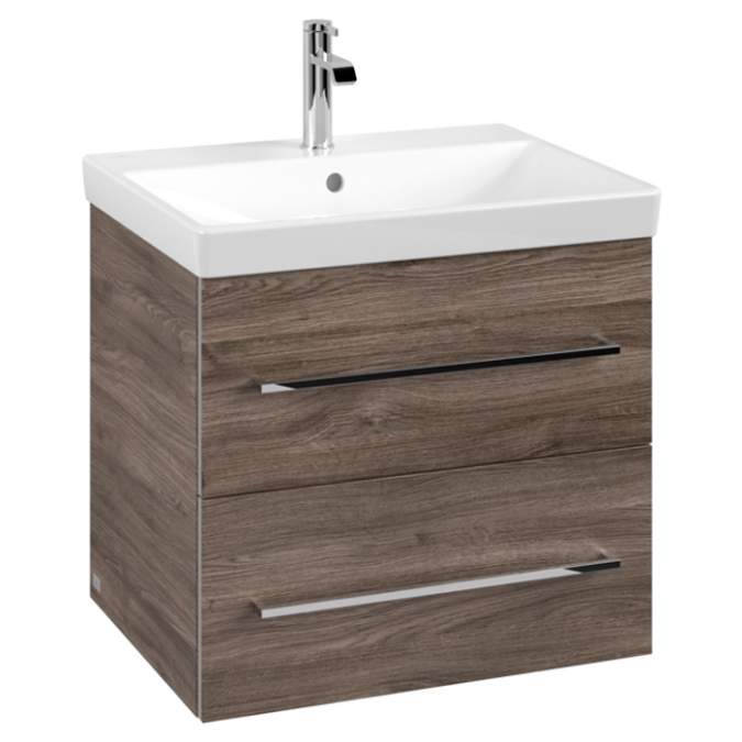 Villeroy & Boch Avento 580mm Bathroom Vanity Unit And Basin 2 Drawers Stone Oak