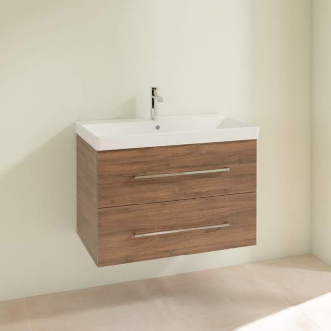 Villeroy & Boch Avento 780mm Bathroom Vanity Unit And Basin 2 Drawers Arizona Oak