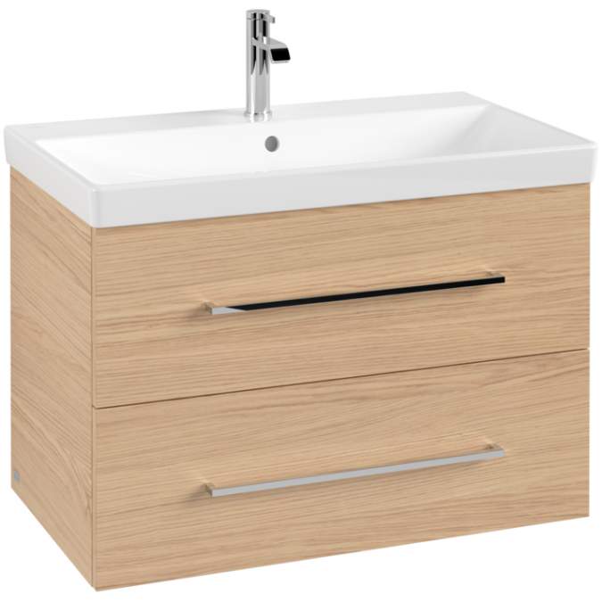 Villeroy & Boch Avento 780mm Bathroom Vanity Unit And Basin 2 Drawers Nordic Oak