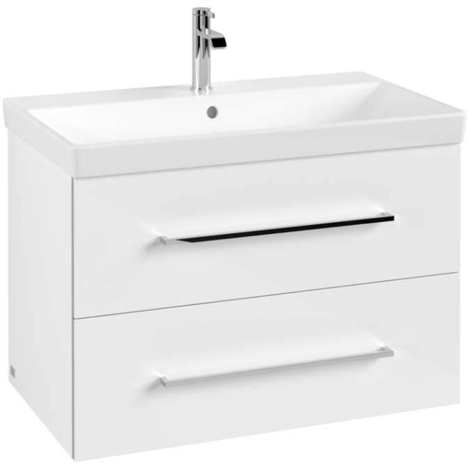 Villeroy & Boch Avento 780mm Bathroom Vanity Unit And Basin 2 Drawers Crystal White