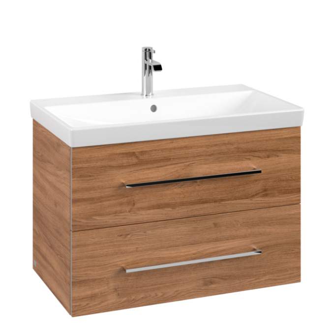 Villeroy & Boch Avento 780mm Bathroom Vanity Unit And Basin 2 Drawers Oak Kansas