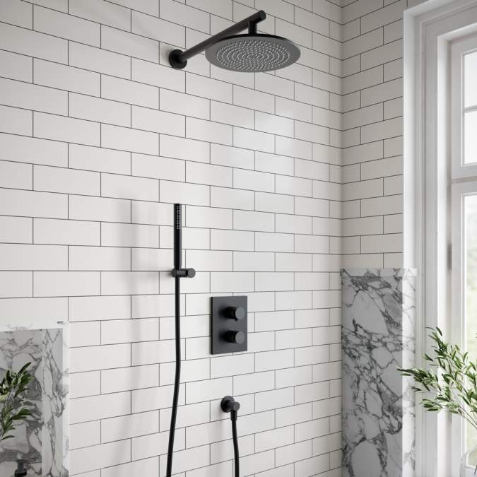 Villeroy & Boch Complete Concealed Shower Set Round Matt Black