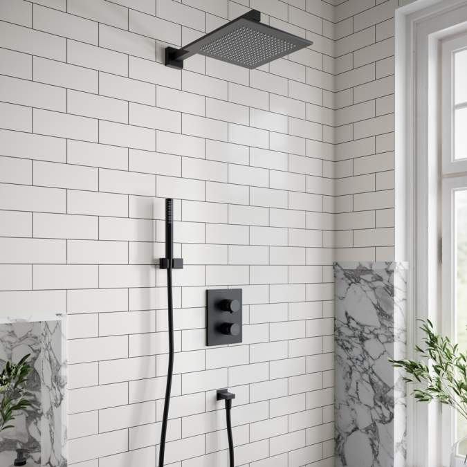 Villeroy & Boch Complete Concealed Shower Set Square Matt Black