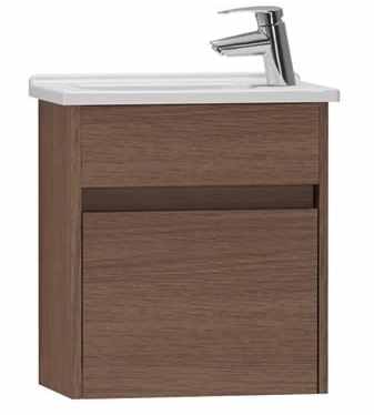 VitrA S50 450mm Compact Single Door Vanity Unit & Basin - Oak